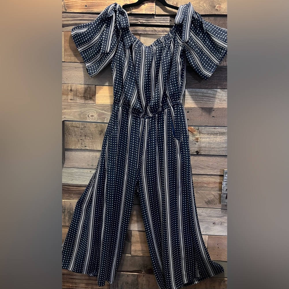 Romper Blue and white stripes and polka dots Women’s size 10
